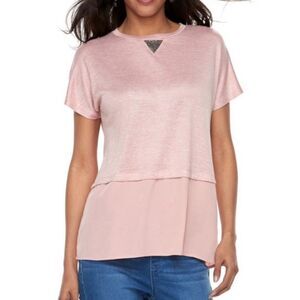JUICY COUTURE Pink layered Short sleeve top with Crystal embellishment
